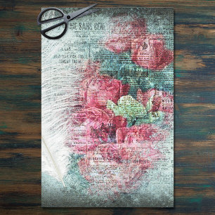Red Tulips Ostrich Feather Ephemeral Decoupage Seidenpapier