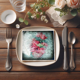 Red Tulips Ostrich Feather Ephemerial Decoupage Serviette