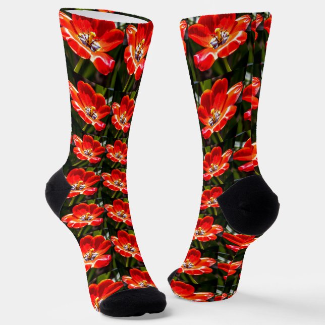 Red Tulips Pattern Socken (Gewinkelt)