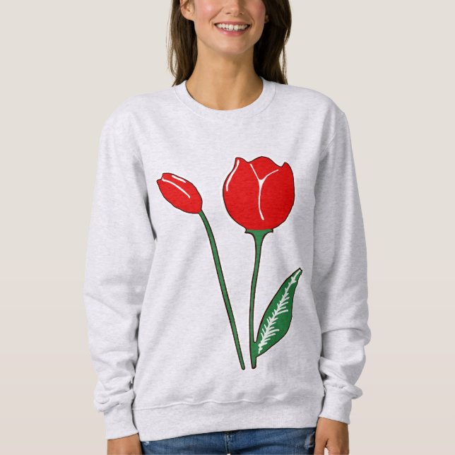 Red Tulips Raglan Sweatshirt (Vorderseite)