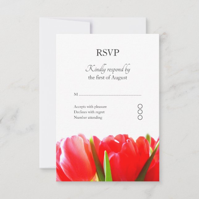 Red Tulips Response Card RSVP Karte (Vorderseite)