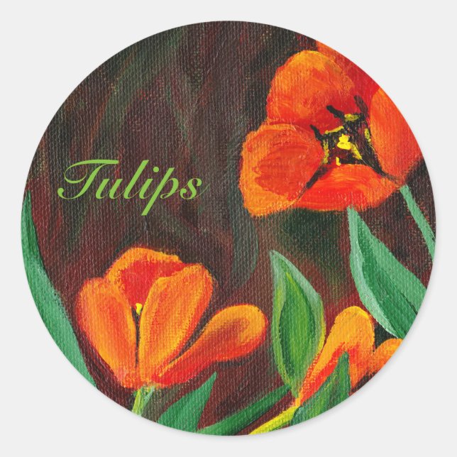 Red Tulips Runder Aufkleber (Vorderseite)
