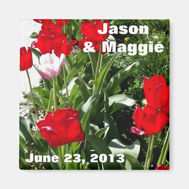 Red Tulips Save the Date Magnet (Vorne)