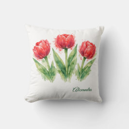 Red Tulips Throw Pillow Kissen