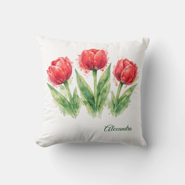 Red Tulips Throw Pillow Kissen (Vorderseite)