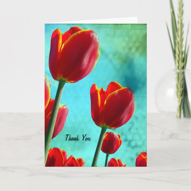Red Tulips, vielen Dank Dankeskarte (Vorderseite)