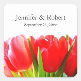 Red Tulips Wedding Sticker