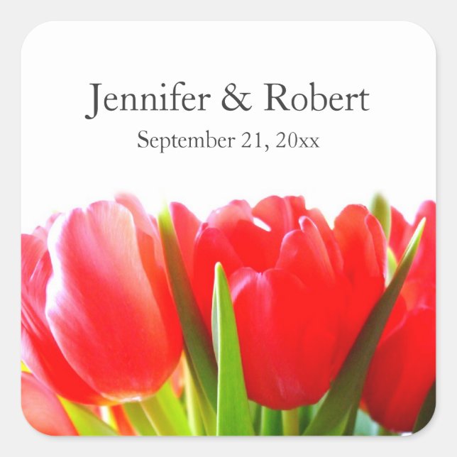 Red Tulips Wedding Sticker (Vorderseite)