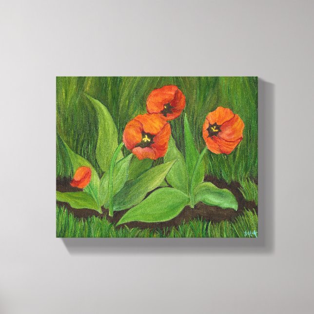 Red Tulips Wrapped Canvas Leinwanddruck (Vorderseite)