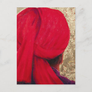 Red Turban auf Gold Leaf 2014 Postkarte