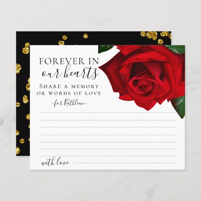 Red Turkish Rose Share a Memory Beerdigung Card (Vorne/Hinten)