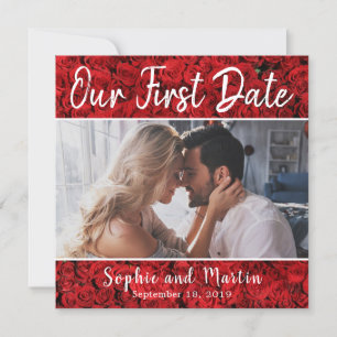 Red Turkish Rose Unsere erste Date Foto Couple Car Dankeskarte