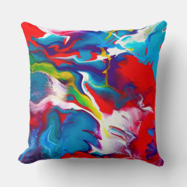 Red & Turquoise Artistic Cushion Cover Kissen
