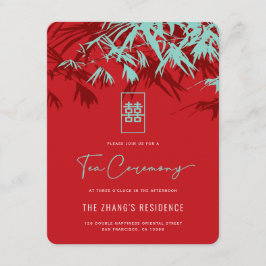 Red & Turquoise Bamboo Verlasse Chinesisches Teeze Begleitkarte