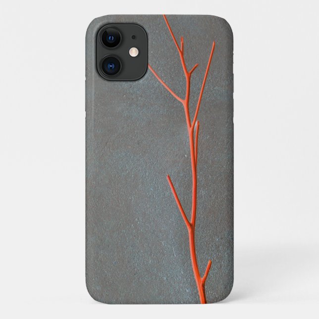 Red Twig Gray Concrete Texture iPhone 11 Fall Case-Mate iPhone Hülle (Rückseite)