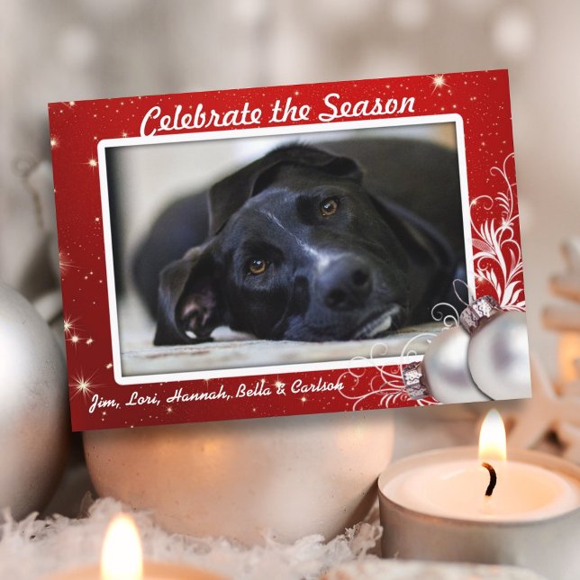 Red Twinkling Stars Weihnachts Big Foto Cards Einladung (Von Creator hochgeladen)