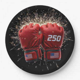 Red UFC Kampfhandschuhe für USA 250. Geburtstag Pappteller