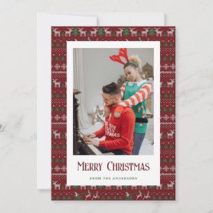 Red Ugly Christmas Sweater Photo Christmas Cards Feiertagskarte