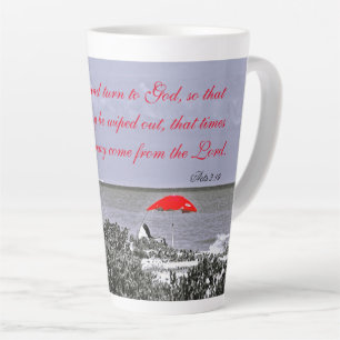 Red Umbrella Acts 2:19 Latte Tasse