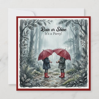 Red Umbrella Rain or Shine Birthday Invitation Einladung