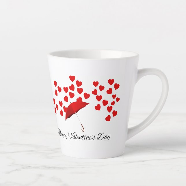 Red Umbrella Valentine's Mug – Romantic Rain of He Milchtasse (Rechts)