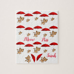 Red Umbrellas Cats Jigsaw Puzzle Daisy