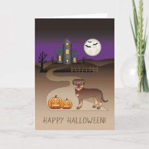 Red und Tan Rottweiler Halloween Spuk Haus Karte