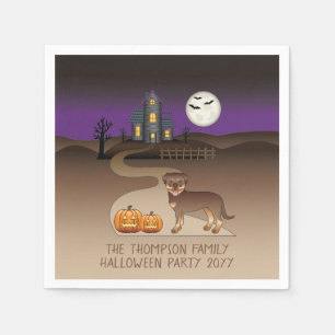 Red und Tan Rottweiler Halloween Spuk Haus Serviette