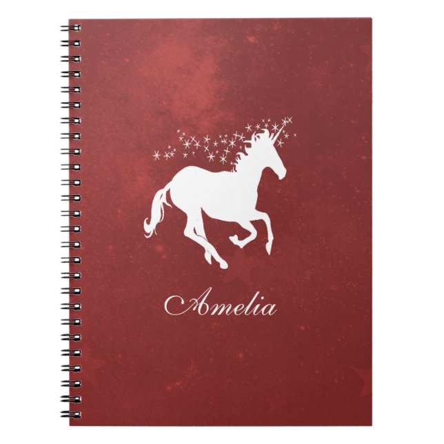 Red Unicorn Personalized Notebook Notizblock (Vorderseite)