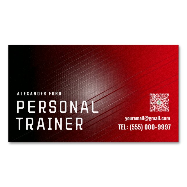 Red Urban Texture Personal Trainer Business Card – Magnetische Visitenkarte (Vorderseite)