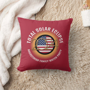 Red USA Patriotic 2024 TOTAL SOLAR ECLIPSE Kissen