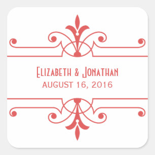 Red v2 Extravagant Ornamental Wedding Stickers
