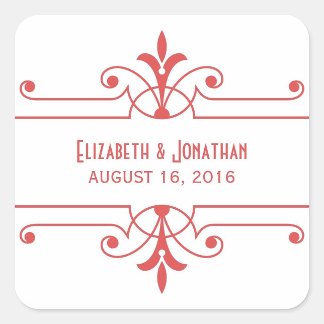 Red v2 Extravagant Ornamental Wedding Stickers (Vorderseite)