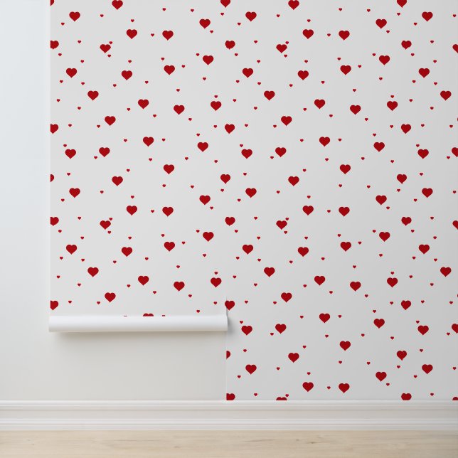Red Valenties Herzen Muster Tapete (Anwendung)