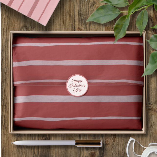 Red Valentine Hand Drawn Stripe Pattern Seidenpapier (Von Creator hochgeladen)