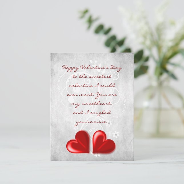 Red Valentine Hearts Flat Note Card Mitteilungskarte (Stehend Vorderseite)