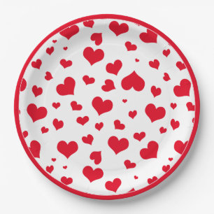 Red Valentine Hearts in Random Scattered Pattern Pappteller