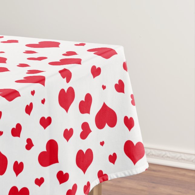 Red Valentine Hearts in Random Scattered Pattern Tischdecke (Beispiel)