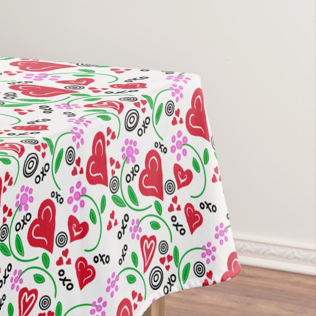 Red Valentine Hearts Pink Blume Tablette Tischdecke (Beispiel)