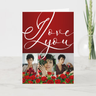 Red Valentine’s Day I Love You Photo Collage Karte