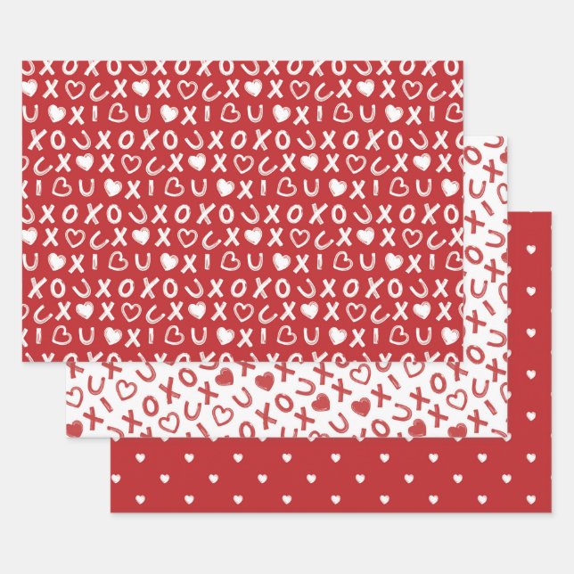 Red Valentine XOXO Packpapier Geschenkpapier Set (Set)
