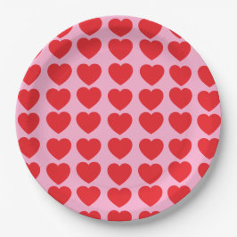 Red Valentines Hearts Pappteller
