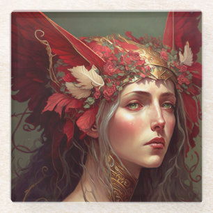 Red Valkyrie Fantasy Art Glasuntersetzer