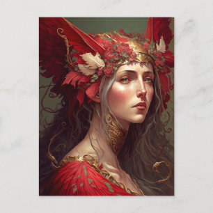 Red Valkyrie Fantasy Art Postkarte