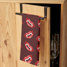 Red Vampire Lips Vampire Mouth Pattern Halloween Geschirrtuch