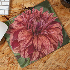 Red Variegated Dahlia Bloom Floral Mousepad