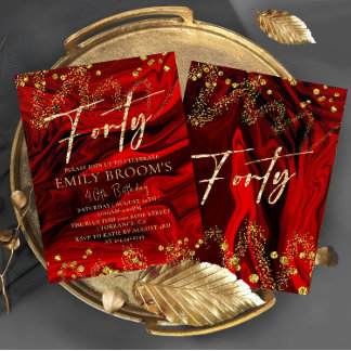 Red Velvet 40. Geburtstag 40 Einladung