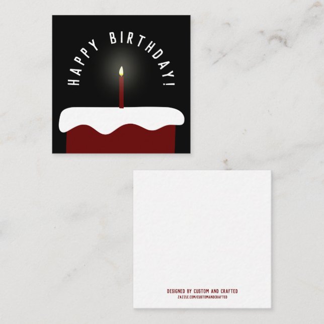 Red Velvet Birthday Cake Lit Candle Happy Birthday Mitteilungskarte (Vorne/Hinten)