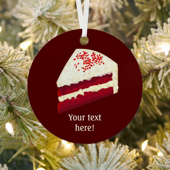 Red Velvet Cake Slide mit Zuckerguss - Text hinzuf Ornament Aus Metall (InSitu)