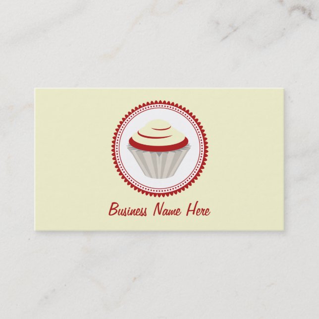 Red Velvet Cupcake Business Card Visitenkarte (Vorderseite)